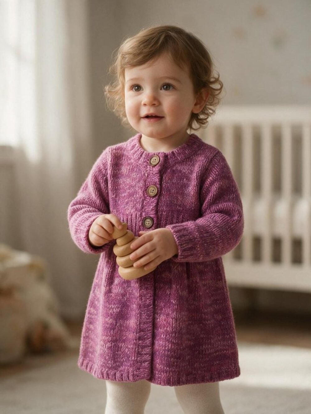 Old Navy Purple-Pink Marled Knit Cardigan 12-18 Months